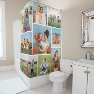 Create Your Own 9 Photo Collage Shower Curtain