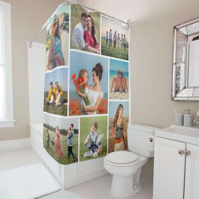 Create Your Own 9 Photo Collage Shower Curtain (In Situ)