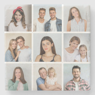 Create Your Own 9 Photo Collage Stone Coaster