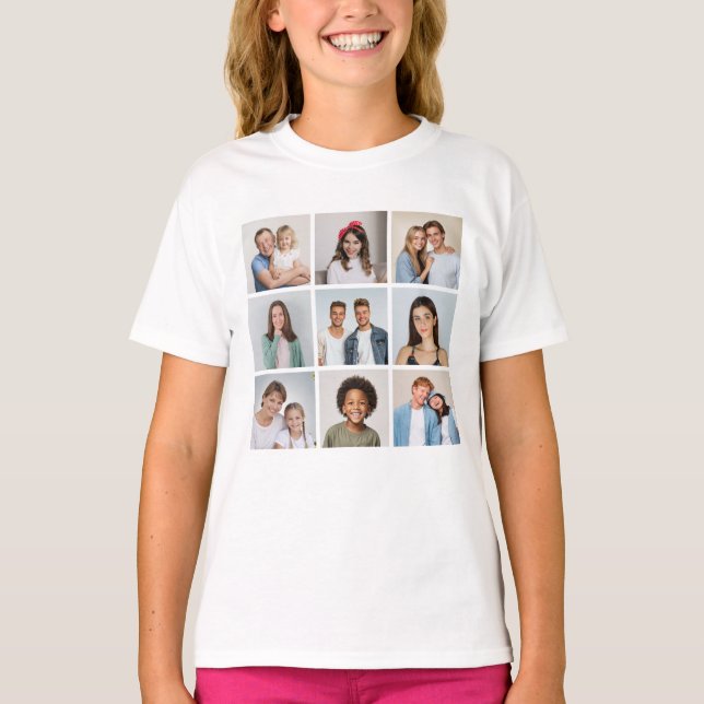 Create Your Own 9 Photo Collage T-Shirt (Front)