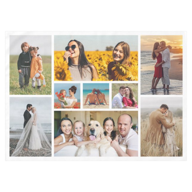 Create Your Own 9 Photo Collage Tablecloth (Front (Horizontal))