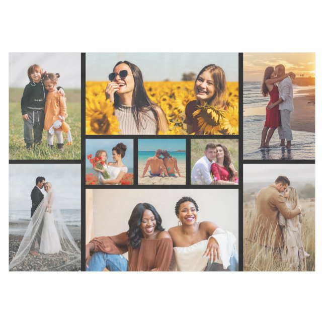 Create Your Own 9 Photo Collage Tablecloth (Front (Horizontal))