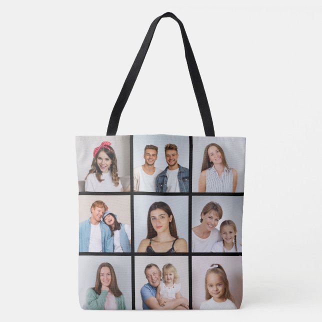 Create Your Own 9 Photo Collage Tote Bag (Front)
