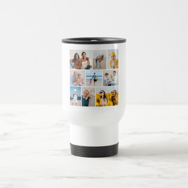 Create Your Own 9 Photo Collage Travel Mug (Center)