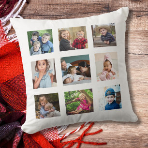 Create Your Own 9 Photo Collage White Cushion