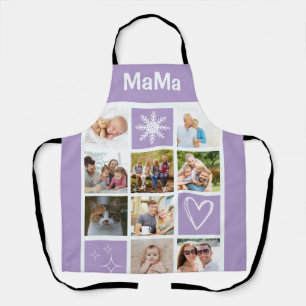 Create Your Own 9 Photo Name Violet Light Purple  Apron