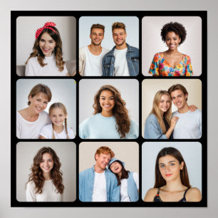 Create Your Own 9 Rounded Corners Photo Collage Poster