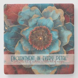 Create Your Own Abstract Crimson Topaz Flower Stone Coaster
