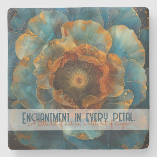 Create Your Own Abstract Dusky Blue Copper Flower Stone Coaster