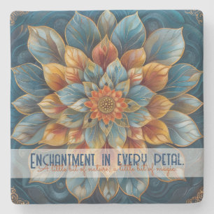 Create Your Own Abstract Fiery Cadet Blue Mandala Stone Coaster