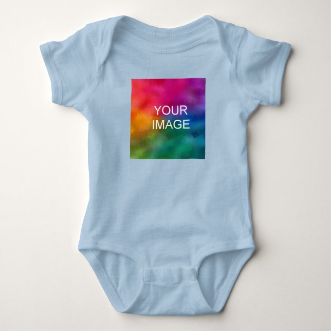 Create Your Own Add Text Upload Photo Light Blue Baby Bodysuit (Front)