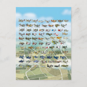 create your own aeroplane caricature postcard