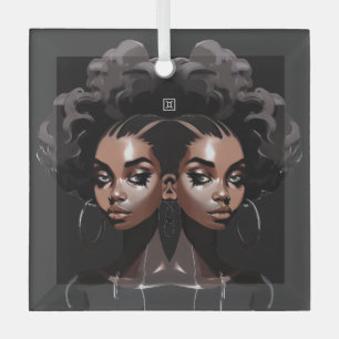 Create Your Own African American Queen Gemini Glass Tree Decoration