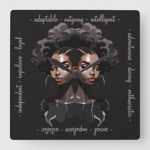 Create Your Own African American Queen Gemini Square Wall Clock