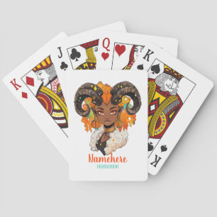 Create Your Own African American Woman Aries Playing Cards