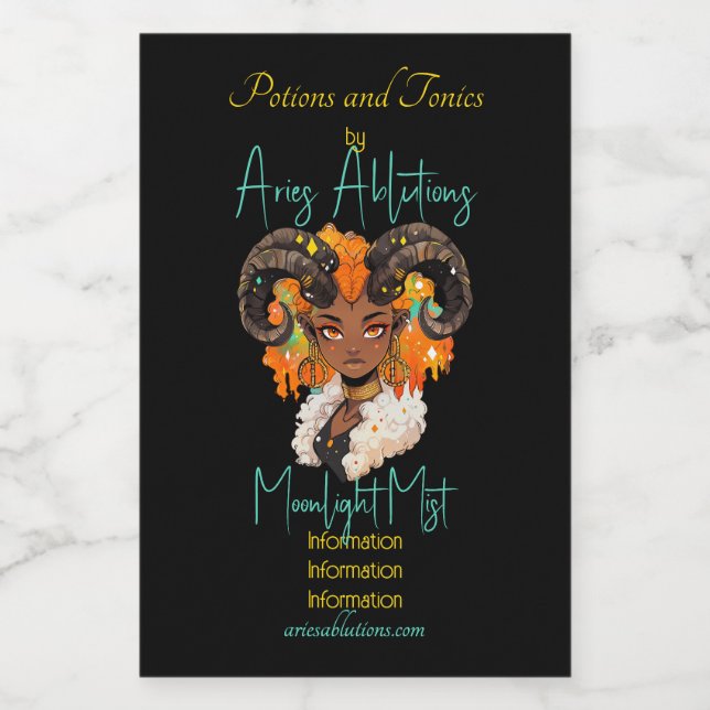 Create Your Own African American Woman Aries Wine Label (Single Label)