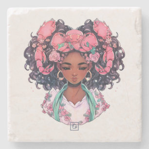Create Your Own African American Woman Cancer Stone Coaster