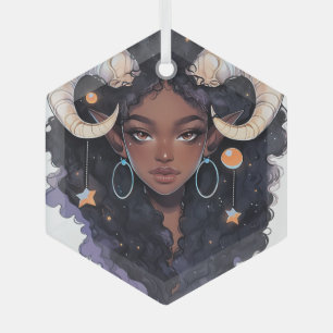 Create Your Own African American Woman Capricorn Glass Tree Decoration