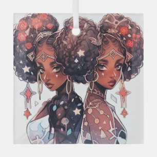 Create Your Own African American Woman Gemini Glass Tree Decoration
