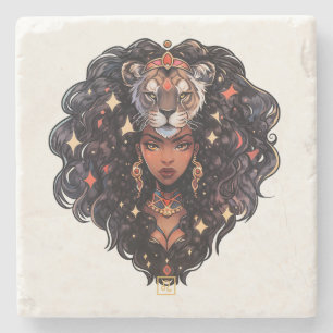 Create Your Own African American Woman Leo Stone Coaster