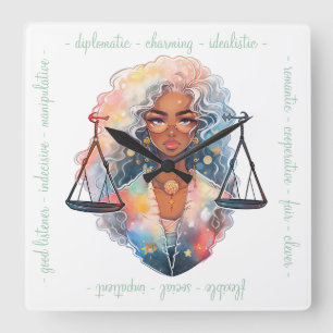 Create Your Own African American Woman Libra Square Wall Clock