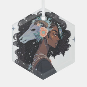 Create Your Own African American Woman Sagittarius Glass Tree Decoration