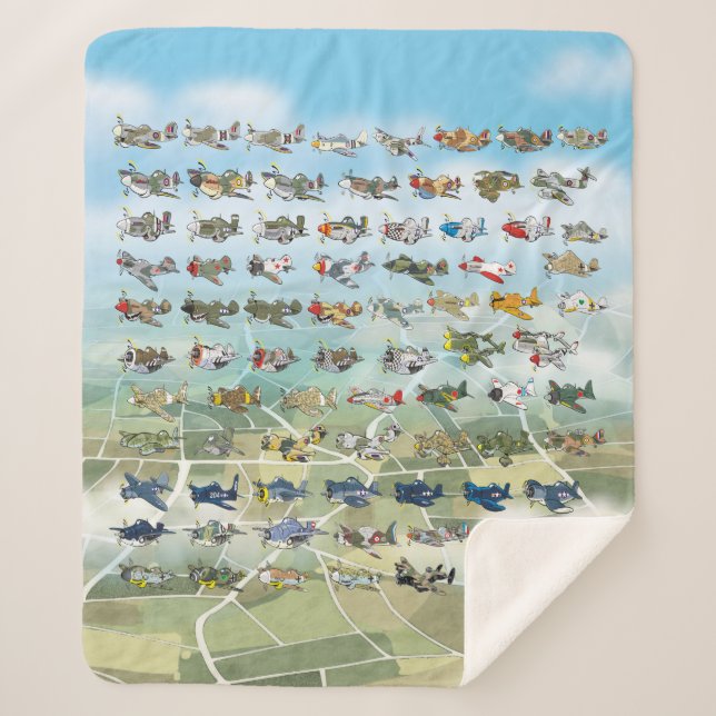 create your own airplane caricature sherpa blanket (Front)