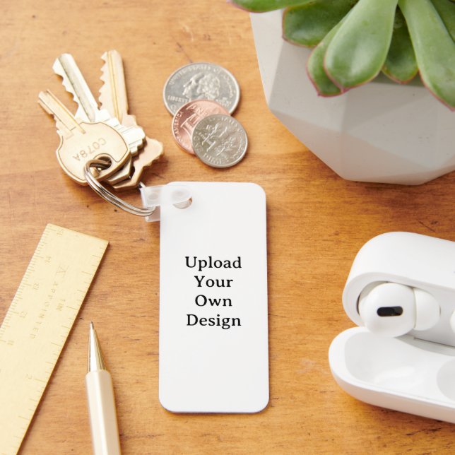 Create Your Own Aluminium Rectangle 1.25" x 3" Key Ring (Desk)