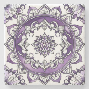Create Your Own Amethyst Purple Flower Mandala Stone Coaster