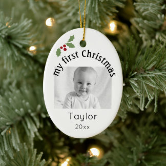 Create Your Own and Add Photo, My First Christmas Ceramic Tree Decoration