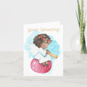 Create Your Own Angel Trumpet Bauble Christmas Holiday Card