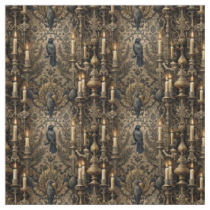 Create Your Own Antique Gothic Raven Damask Fabric