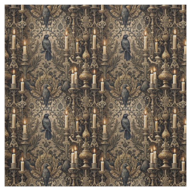 Create Your Own Antique Gothic Raven Damask Fabric (Swatch)