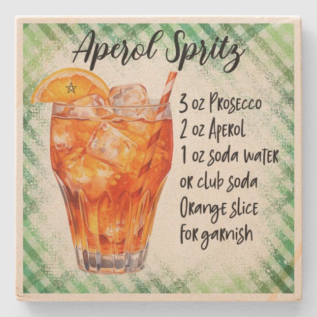 Create Your Own Aperol Spritz Cocktail Recipe Stone Coaster (Front)