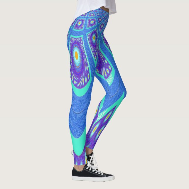Create your own aqua turquoise coral teal and cyan leggings (Right)