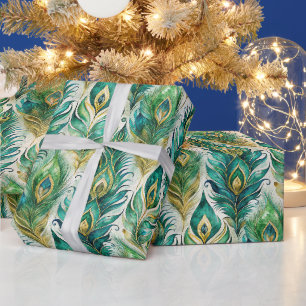 Create Your Own Art Deco Style Peacock Feathers Wrapping Paper
