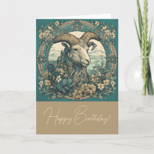 Create Your Own Art Nouveau Capricorn Zodiac Holiday Card