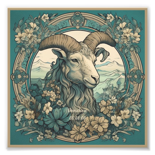 Create Your Own Art Nouveau Capricorn Zodiac Photo Print (Front)