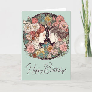 Create Your Own Art Nouveau Gemini Zodiac Holiday Card