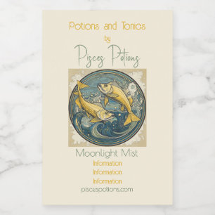 Create Your Own Art Nouveau Pisces Zodiac Wine Label