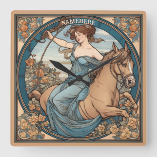 Create Your Own Art Nouveau Sagittarius Square Wall Clock