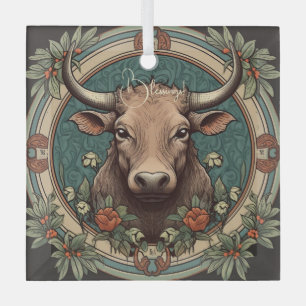 Create Your Own Art Nouveau Taurus Zodiac Glass Tree Decoration