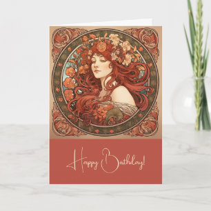 Create Your Own Art Nouveau Virgo Zodiac Holiday Card