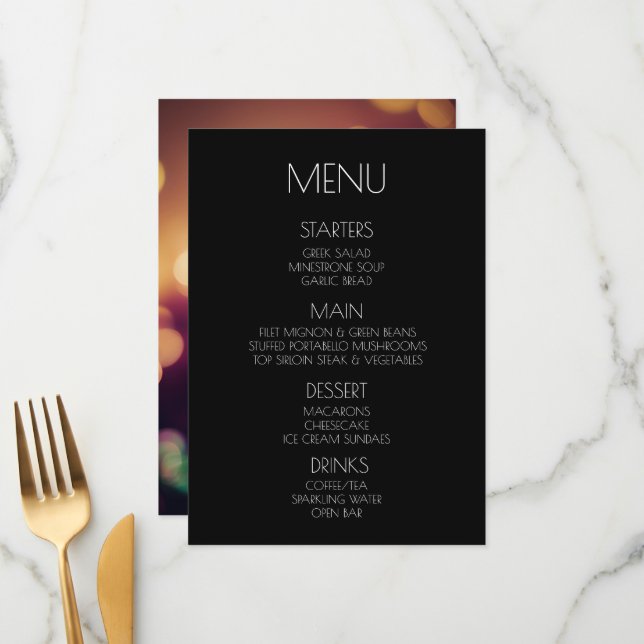 Create Your Own - Autumn Bokeh Menu (Front/Back In Situ)