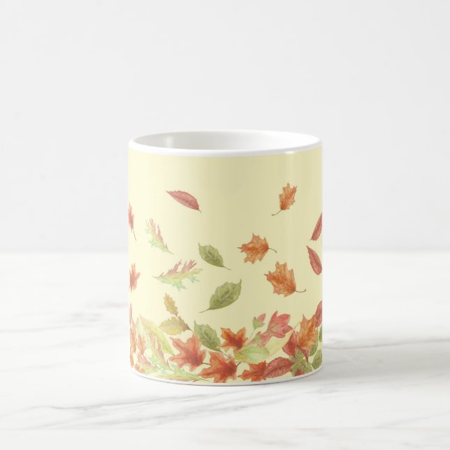 Create Your Own Autumn Falling Leaves Coffee Mug (Center)