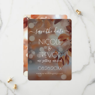 Create Your Own - Autumn Leaves Bokeh Save The Date