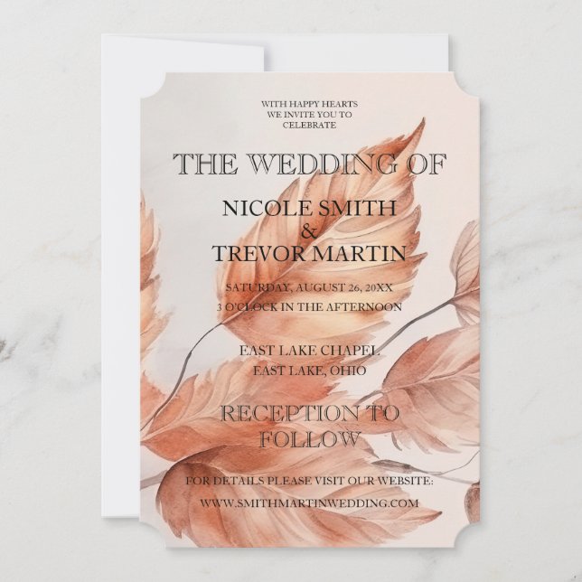 Create Your Own Autumn Leaves Wedding Invitation (Front)