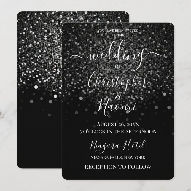 Create Your Own B&W Bokeh Blizzard Invitation (Front/Back)