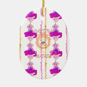 Create Your Own Baby Fun Lion Cub Text Design Ceramic Tree Decoration