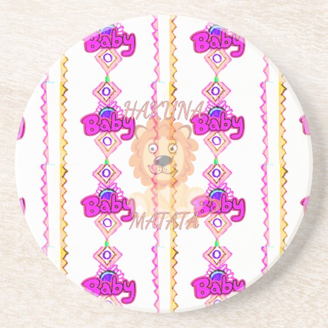 Create Your Own Baby Fun Lion Cub Text Design Coaster (Front)